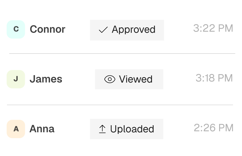 Timestamped views, approvals, and downloads on the record